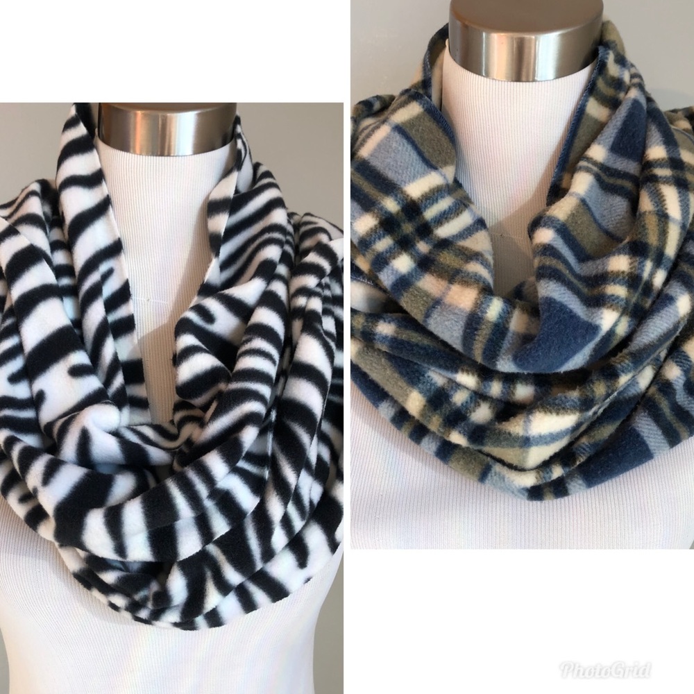 Lot of 2 Old Navy Scarves Zebra and Blue Green Y2K Grunge